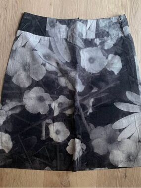 Floral A-Line Skirt in Black and White